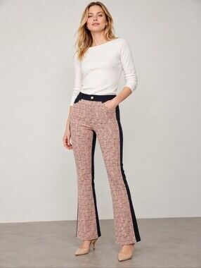 ❤️ DONCASTER COLLECTION TWEED FRONT PONTE KNIT SLIM BOOTCUT PANTS, 8 (29)